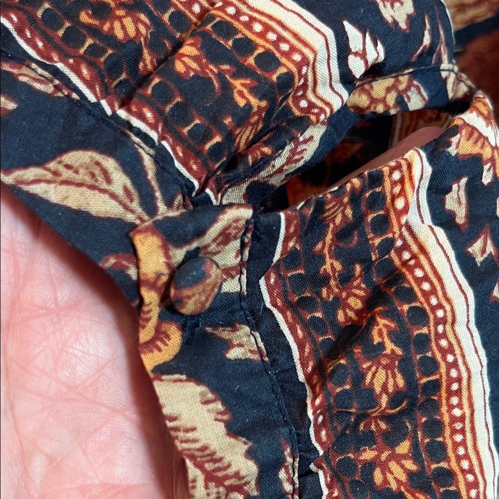 NWOT Lucky Brand Boho Floral Tie-Neck Peasant Top - Black & Rust - Picture 5 of 8